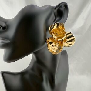 Zara Orchid Flower Flora Gold Plated Unique Earrings